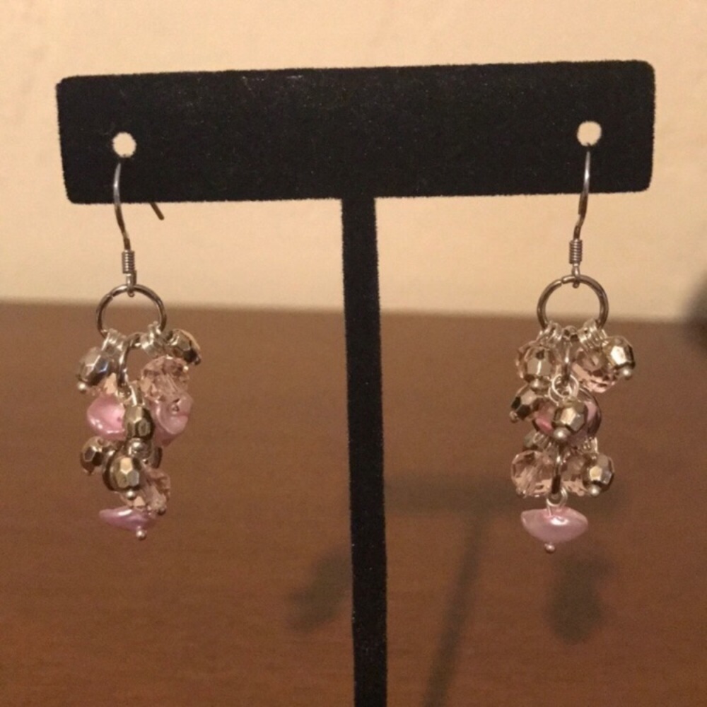 Pink beaded earrings